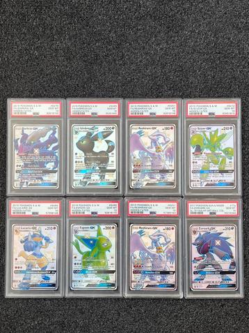 Pokémon 8x PSA 10 GX #SV Hidden Fates - ook los te koop beschikbaar voor biedingen