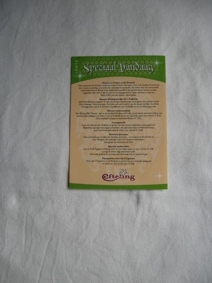 Efteling Foldertje/Flyer - LENTE Speciaal Vandaag - 2009, Verzamelen, Efteling, Nieuw, Overige typen, Verzenden