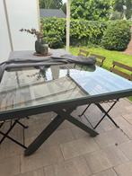 Glass table with 6 chairs Glazen tafel met 6 stoelen, Tuin en Terras, Tuintafels, Ophalen, Zo goed als nieuw, Rechthoekig