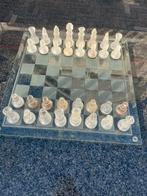 Glazen Schaakbord met Schaakstukken, Hobby en Vrije tijd, Gezelschapsspellen | Bordspellen, Een of twee spelers, Ophalen, Gebruikt