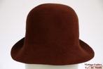 Vintage Dameshoed cloche dophoed bruin haarvilt 56, Ophalen of Verzenden, Gedragen, 56 of 57 cm (M, 7 of 7⅛ inch), Hoed
