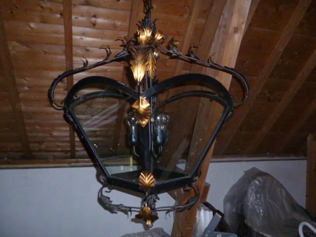 antieke Art nouveau hanglamp + oude  kroonluchter, Huis en Inrichting, Lampen | Kroonluchters, Gebruikt, Metaal, Ophalen