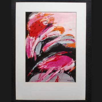 Anne Barneveld 1986 – Abstracte compositie, acryl 51x37 cm beschikbaar voor biedingen