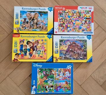 5 kinder puzzels - ravensburger, clementoni  beschikbaar voor biedingen