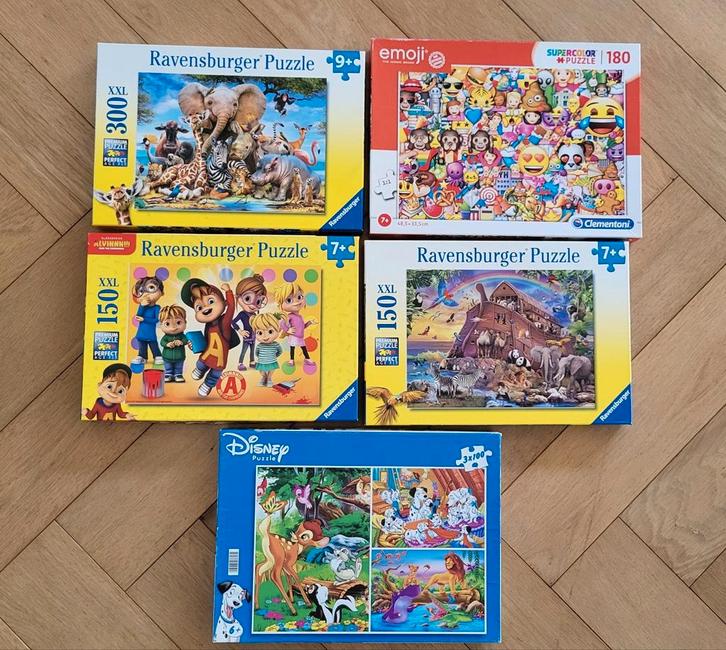 5 kinder puzzels - ravensburger, clementoni, Kinderen en Baby's, Speelgoed | Kinderpuzzels, Gebruikt, 6 jaar of ouder, Meer dan 50 stukjes