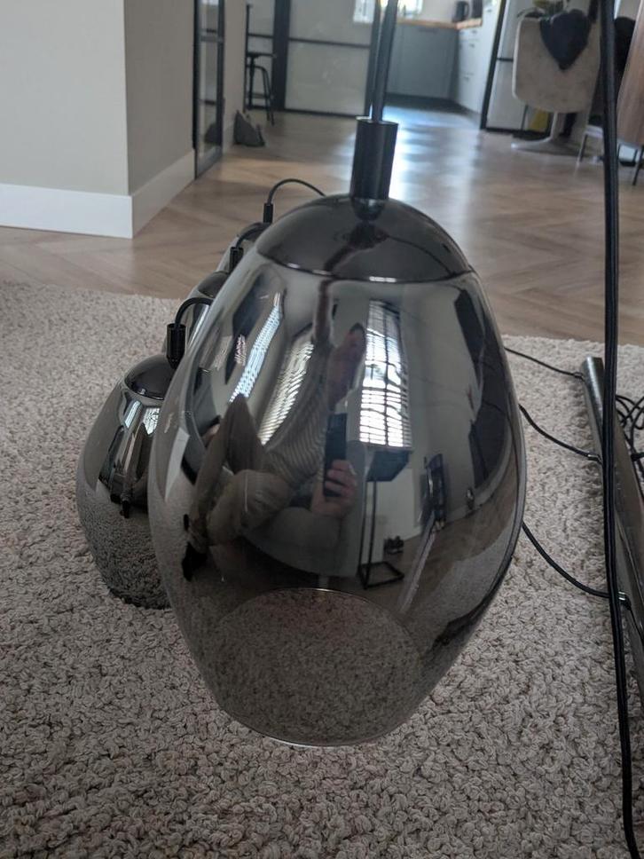 Eglo hanglamp 4 stuks gerookt glas, Huis en Inrichting, Lampen | Hanglampen, Zo goed als nieuw, Minder dan 50 cm, Glas, Ophalen