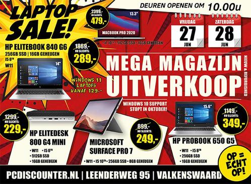 MEGA Magazijn Uitverkoop 27 & 28 Juni vanaf 10.00uur!, Computers en Software, Windows Laptops, Zo goed als nieuw, 15 inch, SSD