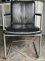 Eetkamer stoelen 6 stuks RVS/leer, Ophalen, Gebruikt, Zwart, Leer