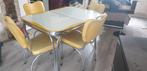 Fifties eethoek eettafel met 4 stoelen formica 50er jaren, Huis en Inrichting, Ophalen, 4 tot 6 stoelen