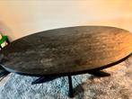 Ovale eettafel zwart hout – 180 x 100 cm – metalen spinpoot, Ophalen, Zo goed als nieuw, Vijf personen of meer, 150 tot 200 cm