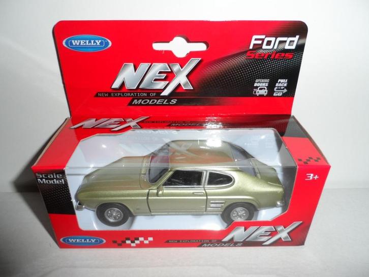 Welly - 1969 Ford Capri (groen/grijs) 1:36, Hobby en Vrije tijd, Modelauto's | Overige schalen, Nieuw, Auto, Ophalen of Verzenden