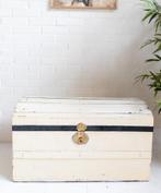 Vintage Scheepskist Hutkoffer Wit Geschilderd Tonvormig, Huis en Inrichting, Woonaccessoires | Kisten, Ophalen, Minder dan 50 cm