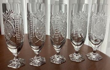 Bohemian zwaar kristal - Champagne Flute - 5 stuks beschikbaar voor biedingen