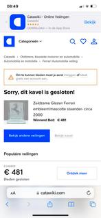 Zeldzaam glazen Ferrari embleem/mascotte, Antiek en Kunst, Ophalen