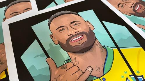 Neymar | Limited edition art prints | 20 stuks, Antiek en Kunst, Kunst | Litho's en Zeefdrukken, Ophalen of Verzenden