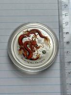 1 oz zilveren munt 2012 Year of the Dragon (Perth Mint,kleur, Ophalen of Verzenden, Zilver