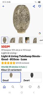 Light & Living Tafellamp Sinula - Goud - Ø33cm, Huis en Inrichting, Lampen | Tafellampen, Ophalen, Zo goed als nieuw, Metaal, Modern