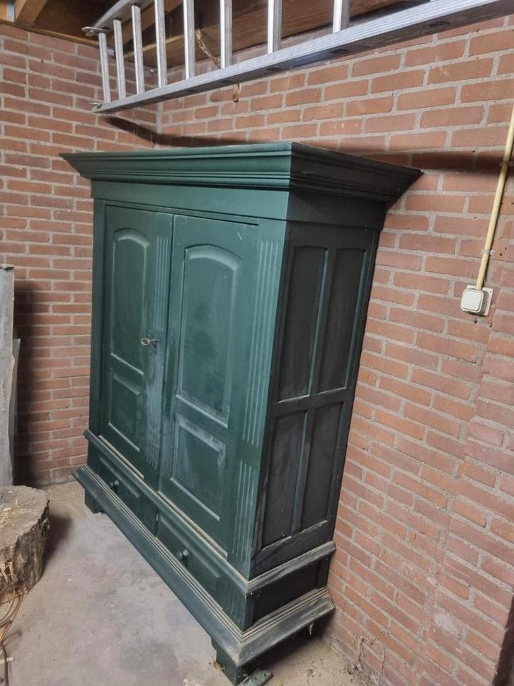 Groene Kast - Opknapper!, Huis en Inrichting, Kasten | Kledingkasten, Gebruikt, 150 tot 200 cm, 100 tot 150 cm, 50 tot 75 cm, Met lade(s)