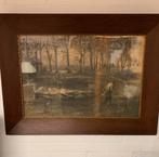 Schilderij ets tekening De zandschipper" van Jozef Israëls., Antiek en Kunst, Ophalen of Verzenden