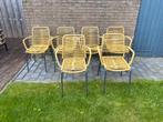 Gele stoelen met touw, gebruikt! Leuk opknap projectje DIY, Gebruikt, Stapelbaar, Ophalen, Aluminium
