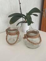 2 Sfeervolle Windlichten, Overige kleuren, Ophalen of Verzenden, Minder dan 50 cm, Glas