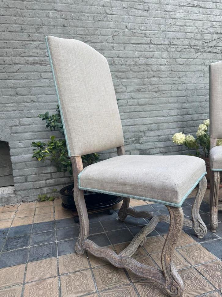 Set van 2 grijze stoelen, Huis en Inrichting, Stoelen, Gebruikt, Twee, Hout, Grijs, Ophalen of Verzenden