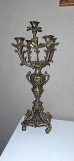 Antieke bronzen vijflichts kandelaar in rococo-stijl, Ophalen, Koper of Brons