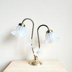 Vintage chroom tafellamp met bloemen melkglas kapjes!, Ophalen of Verzenden, Zo goed als nieuw, Minder dan 50 cm