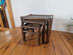 Vintage manou bamboe nest tafeltjes mimi set jaren 70., Ophalen of Verzenden