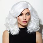 Witte lace front Diva / Drag pruik groot volume Reagan Snow, Verzenden, Nieuw, Pruik of Haarverlenging
