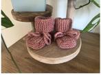 Babyslofjes: Warme Oud Roze Gebreide Baby Slofjes, Slofjes, Meisje, Handgemaakt, Nieuw