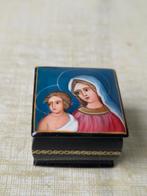 Klein vintage Russisch lakdoosje Maria icoon gesigneerd, Ophalen of Verzenden