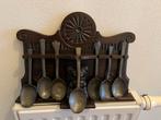 Een set van antieke tinnen lepels met houten houder, Antiek en Kunst, Antiek | Tin, Ophalen