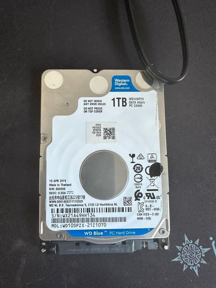 WD 1 TB HDD SATA 6Gb/s, Computers en Software, Harde schijven, Zo goed als nieuw, Laptop, HDD, SATA, Ophalen of Verzenden