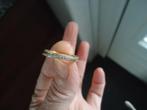 mooi echt zilveren ringetje goud verguld 925 en steentjes, Met kristal, Ophalen of Verzenden, Dame, Goud