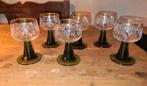 6 Vintage Roemer Franse wijnglazen 0,1L druiven gouden rand, Antiek en Kunst, Antiek | Glas en Kristal, Ophalen