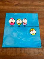 Vrolijke vogels op een draad, Ophalen of Verzenden