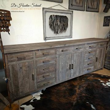 Driftwood Dressoir , ijzeren Grepen, Breed: 275 cm ! beschikbaar voor biedingen