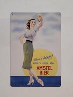 Amstel bier wees een man reclamebord van metaal wandbord, Verzamelen, Info@deconoord.nl, Deco Noord, Nieuw, Ophalen of Verzenden