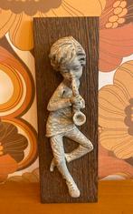 Vintage 3d wandschilderij jongen met saxofoon, Ophalen of Verzenden