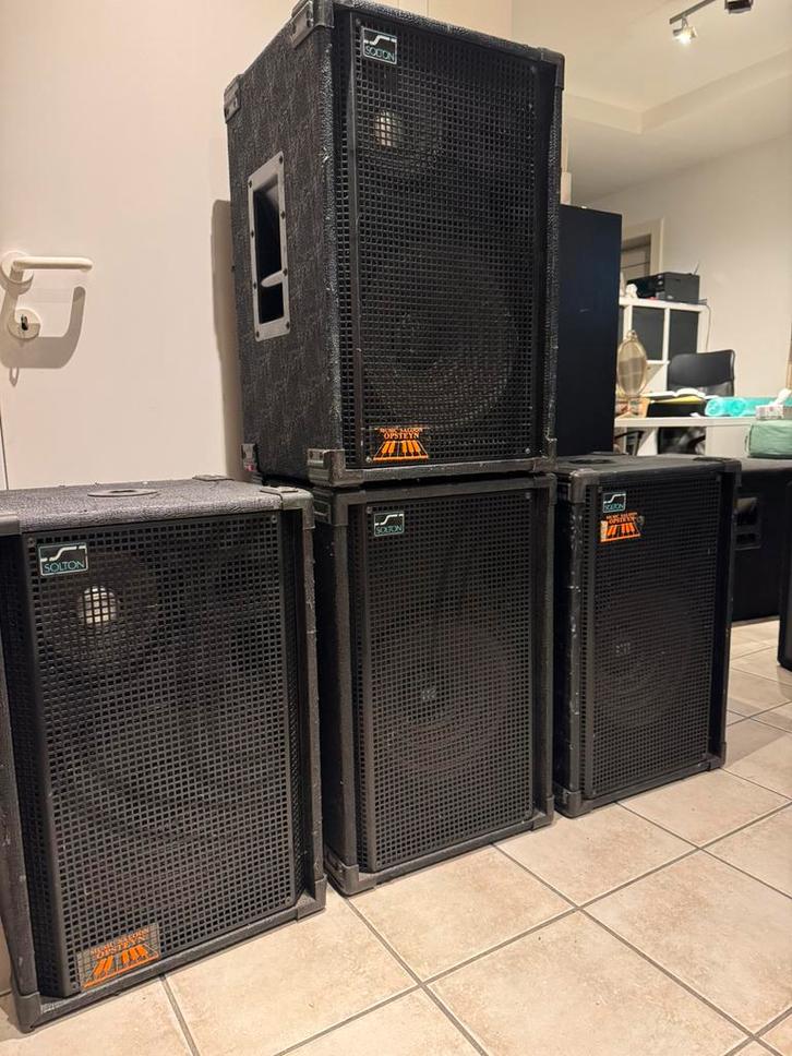 set van vier Solton EC 15/3 speakers ook per 2 te koop, Audio, Tv en Foto, Luidsprekers, Zo goed als nieuw, Front, Rear of Stereo speakers