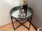 Nette zwarte bijzettafel met spiegelglas, Ophalen, Minder dan 45 cm, Minder dan 55 cm, Gebruikt