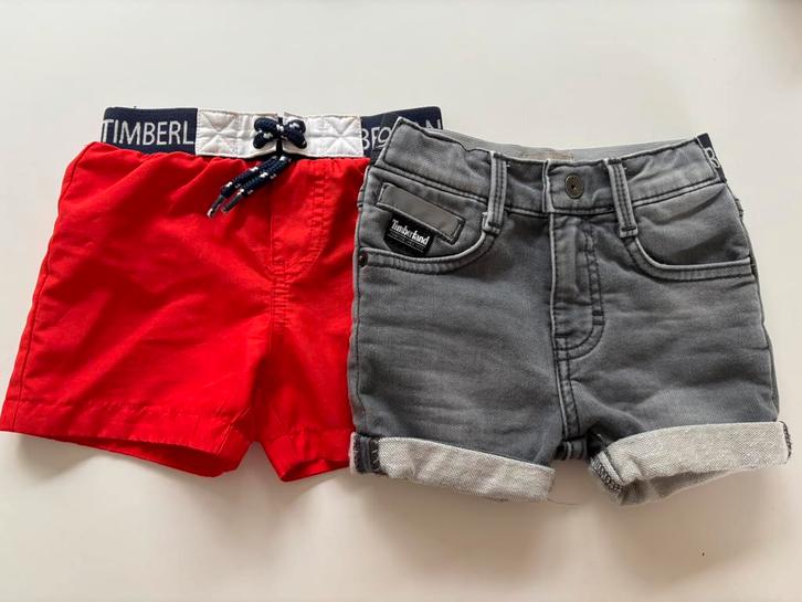 Timberland zwembroek rood & spijkerbroek grijs mt 74/80, Kinderen en Baby's, Babykleding | Maat 74, Zo goed als nieuw, Jongetje