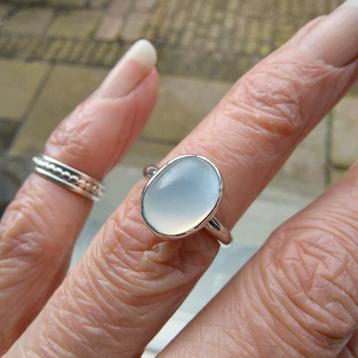 Mooie nieuwe zilveren ceylon maansteen ring mt 16. beschikbaar voor biedingen