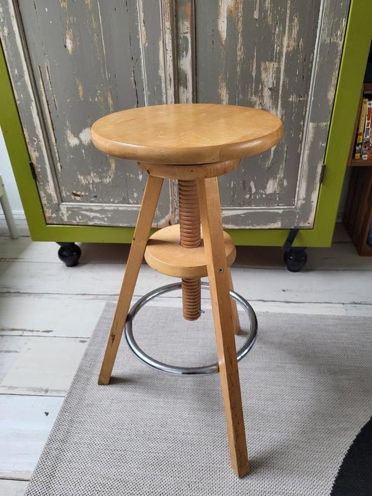 Houten kruk, in hoogte verstelbaar, Huis en Inrichting, Stoelen, Ophalen