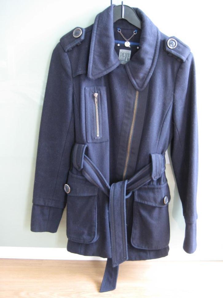 Donkerblauwe Dept damesjas maat M, Kleding | Dames, Jassen | Winter, Zo goed als nieuw, Maat 38/40 (M), Blauw, Ophalen of Verzenden