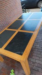 Eettafel 6 persoons met granieten blad, Huis en Inrichting, Tafels | Eettafels, Ophalen, Overige materialen, Gebruikt, Vijf personen of meer