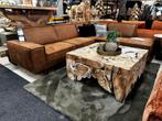 Hoekbank Marvin ecoleder cognac 280x227cm voorraad, Huis en Inrichting, Ophalen of Verzenden, Nieuw