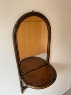Vintage rotan spiegel met plankje, Ophalen, Rechthoekig, Minder dan 50 cm, Minder dan 100 cm