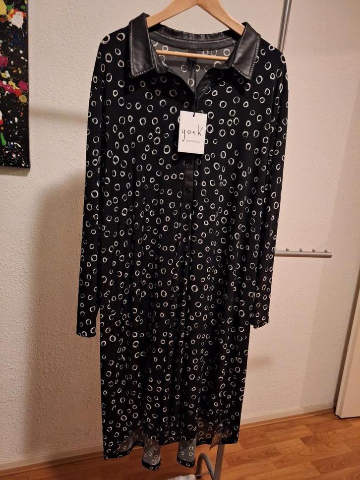 Yoek Blousejurk CIRCLES, Kleding | Dames, Grote Maten, Nieuw, Jurk, Zwart, Ophalen of Verzenden